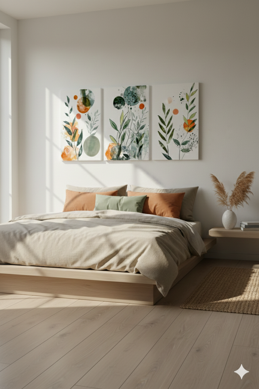 3’lü Modern Kanvas Duvar Tablosu – Doğa | Salon & Yatak Odası Tablosu