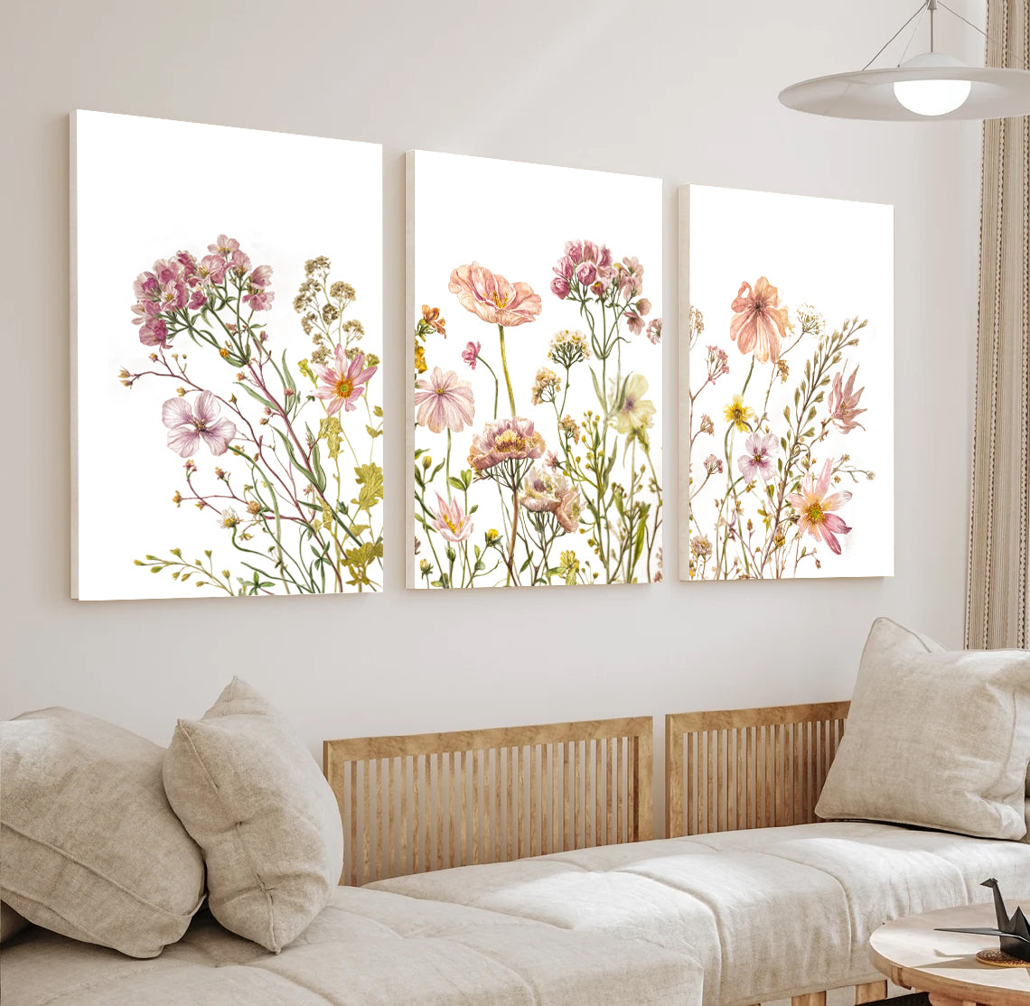 Floral Patterned 3 Piece Painting Set - Modern Living Room Wall Decor