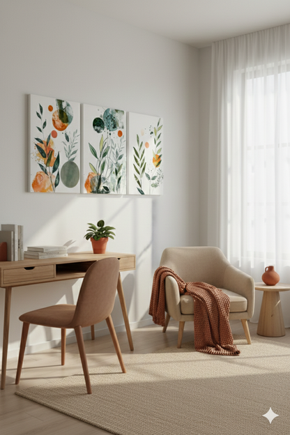 3’lü Modern Kanvas Duvar Tablosu – Doğa | Salon & Yatak Odası Tablosu