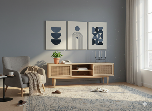 3’lü Modern Kanvas Duvar Tablosu – Gece | Salon & Yatak Odası Tablosu