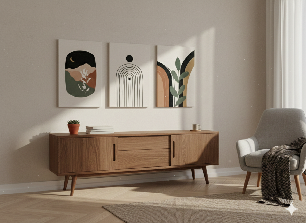 3’lü Modern Kanvas Duvar Tablosu – Toprak | Salon & Yatak Odası Tablosu