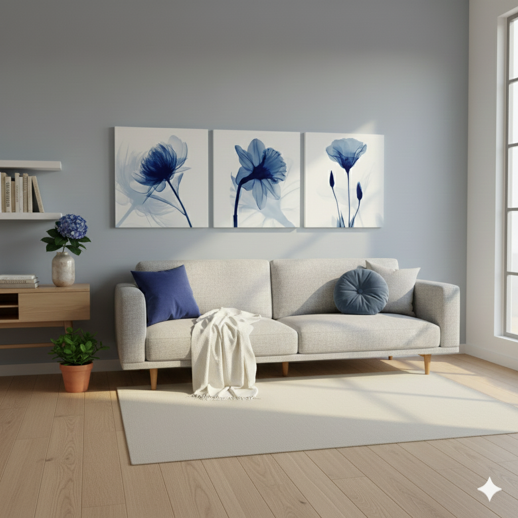 3’lü Modern Kanvas Duvar Tablosu – Seren | Salon & Yatak Odası Tablosu