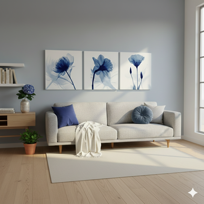 3’lü Modern Kanvas Duvar Tablosu – Seren | Salon & Yatak Odası Tablosu