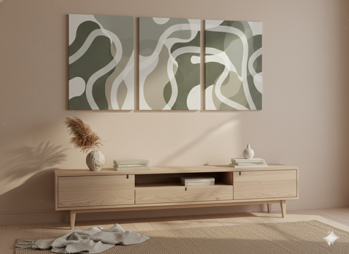 3’lü Modern Kanvas Duvar Tablosu – Dalga | Salon & Yatak Odası Tablosu