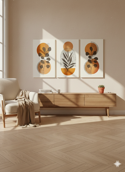 3’lü Modern Kanvas Duvar Tablosu – Gün | Salon & Yatak Odası Tablosu