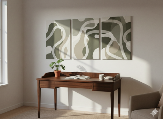 3’lü Modern Kanvas Duvar Tablosu – Dalga | Salon & Yatak Odası Tablosu