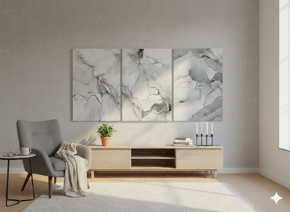 3’lü Modern Kanvas Duvar Tablosu – Mermer | Salon & Yatak Odası Tablosu