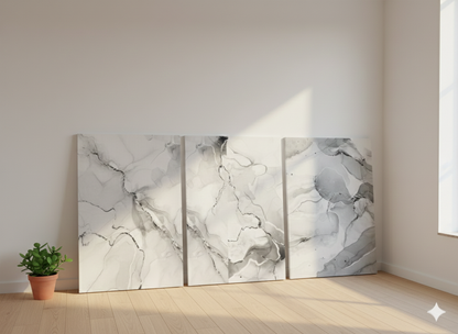 3’lü Modern Kanvas Duvar Tablosu – Mermer | Salon & Yatak Odası Tablosu