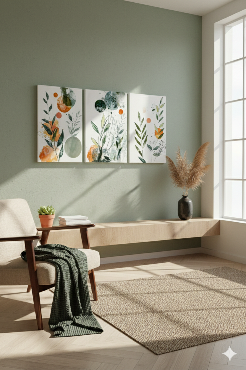 3’lü Modern Kanvas Duvar Tablosu – Doğa | Salon & Yatak Odası Tablosu