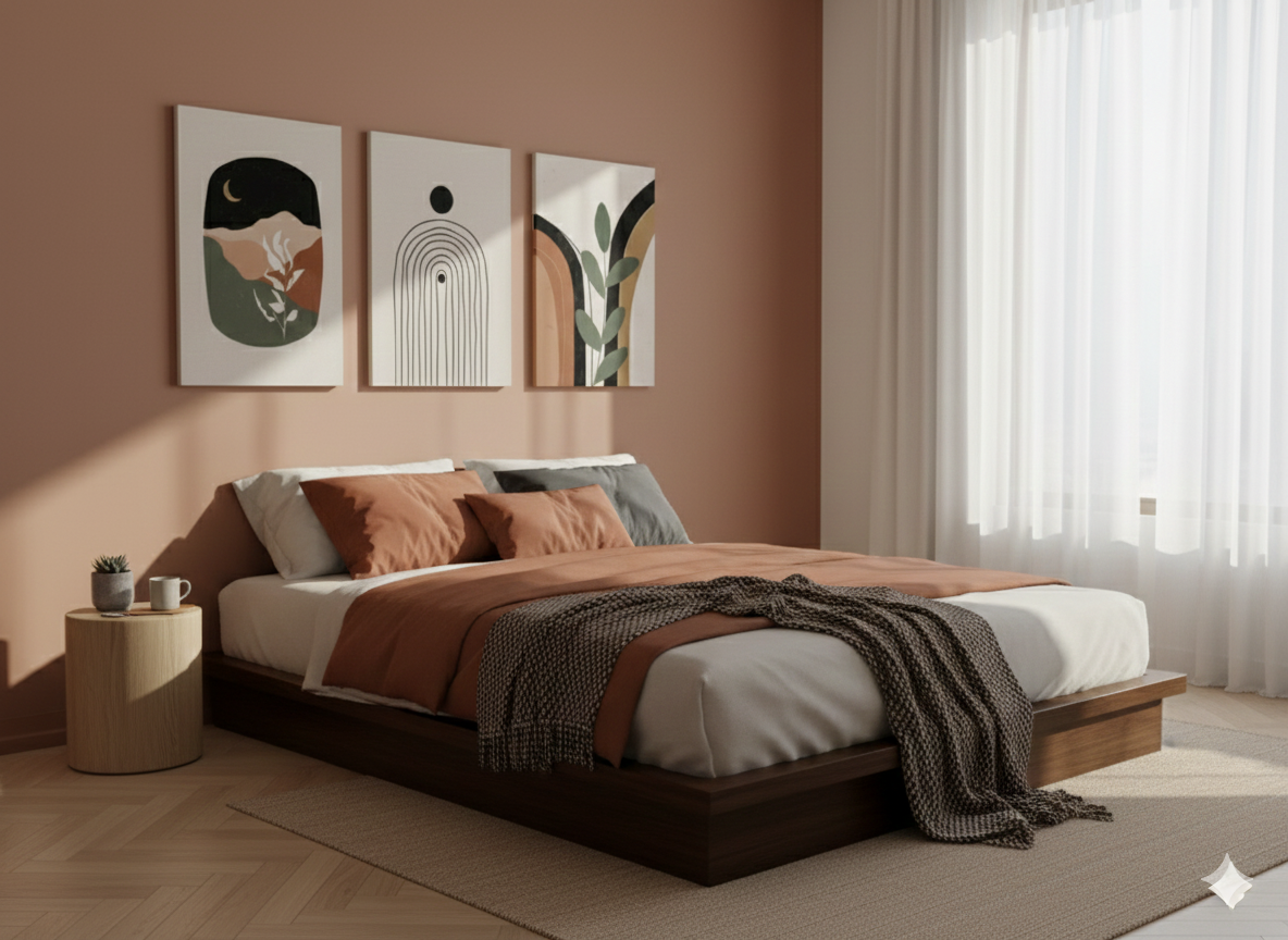 3’lü Modern Kanvas Duvar Tablosu – Toprak | Salon & Yatak Odası Tablosu