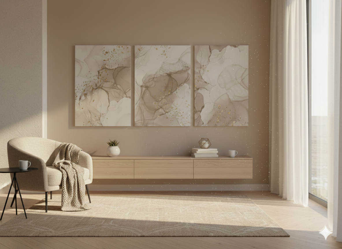 3’lü Modern Kanvas Duvar Tablosu – Zerre | Salon & Yatak Odası Tablosu