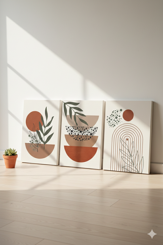 3’lü Modern Kanvas Duvar Tablosu – Sige | Salon & Yatak Odası Tablosu
