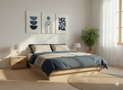 3’lü Modern Kanvas Duvar Tablosu – Gece | Salon & Yatak Odası Tablosu