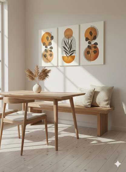 3’lü Modern Kanvas Duvar Tablosu – Gün | Salon & Yatak Odası Tablosu