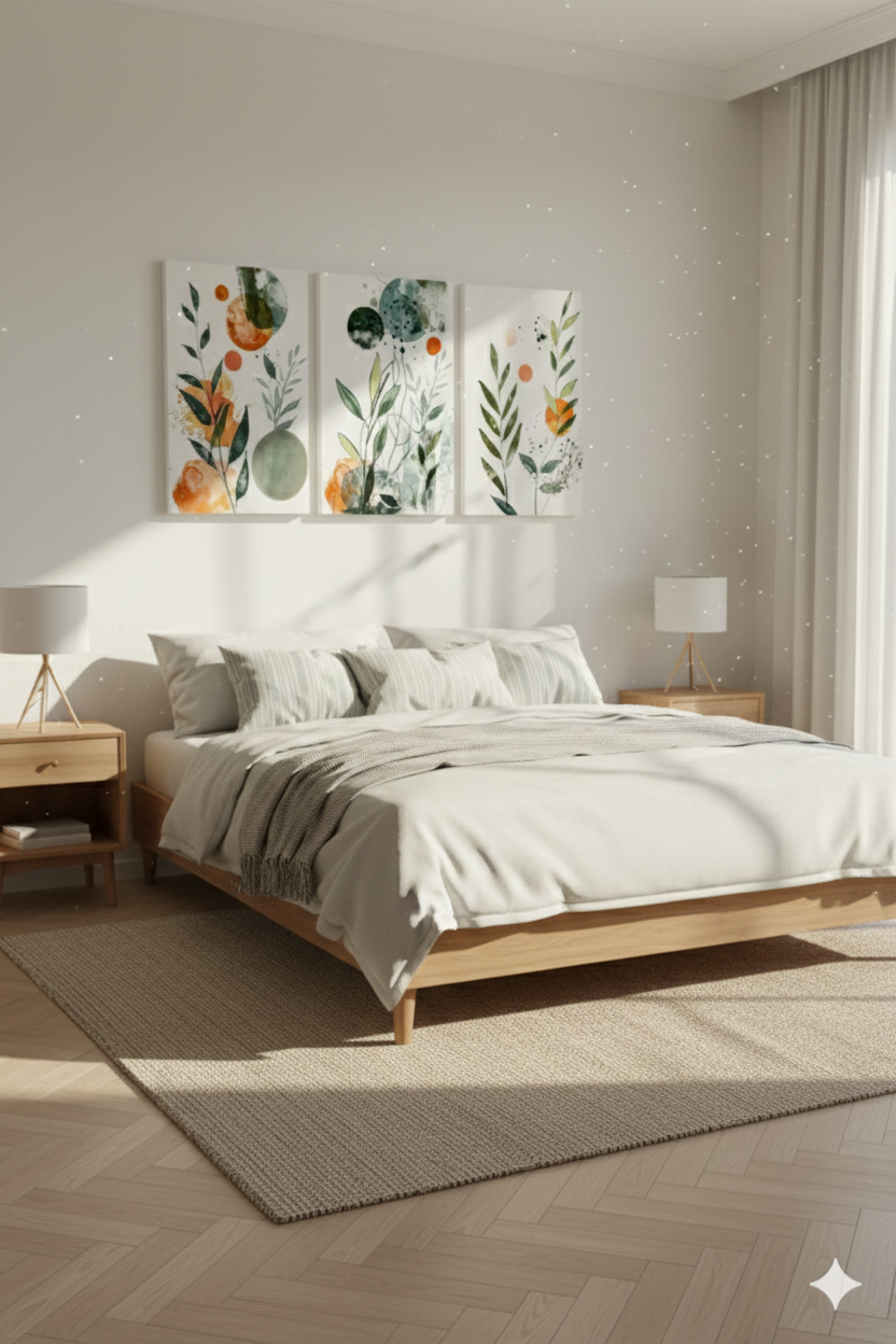 3’lü Modern Kanvas Duvar Tablosu – Doğa | Salon & Yatak Odası Tablosu