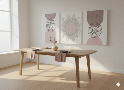 3’lü Modern Kanvas Duvar Tablosu – Pembe | Salon & Yatak Odası Tablosu