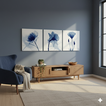 3’lü Modern Kanvas Duvar Tablosu – Seren | Salon & Yatak Odası Tablosu