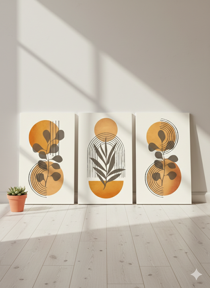 3’lü Modern Kanvas Duvar Tablosu – Gün | Salon & Yatak Odası Tablosu