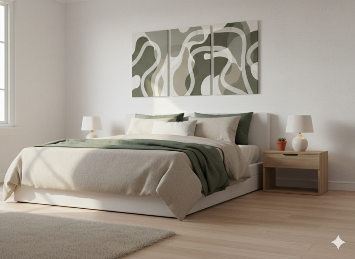 3’lü Modern Kanvas Duvar Tablosu – Dalga | Salon & Yatak Odası Tablosu