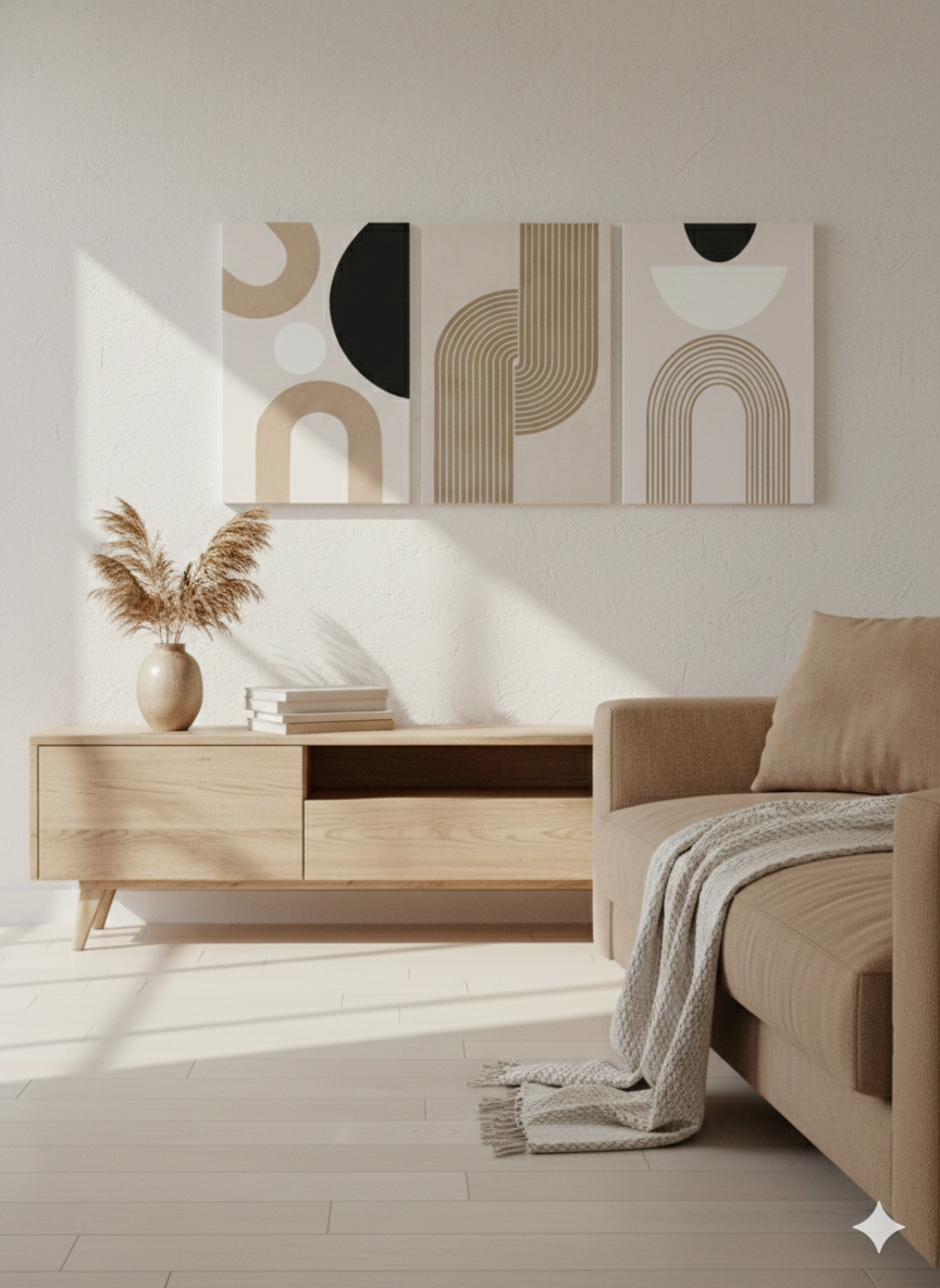 3’lü Modern Kanvas Duvar Tablosu – Çizgi | Salon & Yatak Odası Tablosu