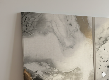 3’lü Modern Kanvas Duvar Tablosu – Altın | Salon & Yatak Odası Tablosu