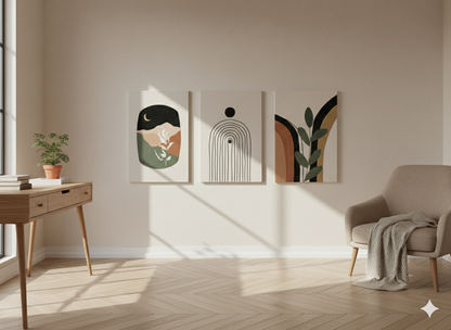 3’lü Modern Kanvas Duvar Tablosu – Toprak | Salon & Yatak Odası Tablosu