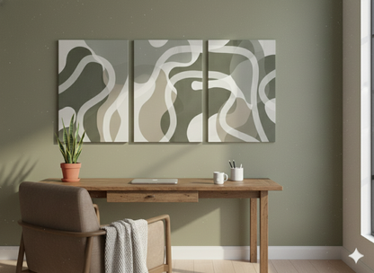 3’lü Modern Kanvas Duvar Tablosu – Dalga | Salon & Yatak Odası Tablosu
