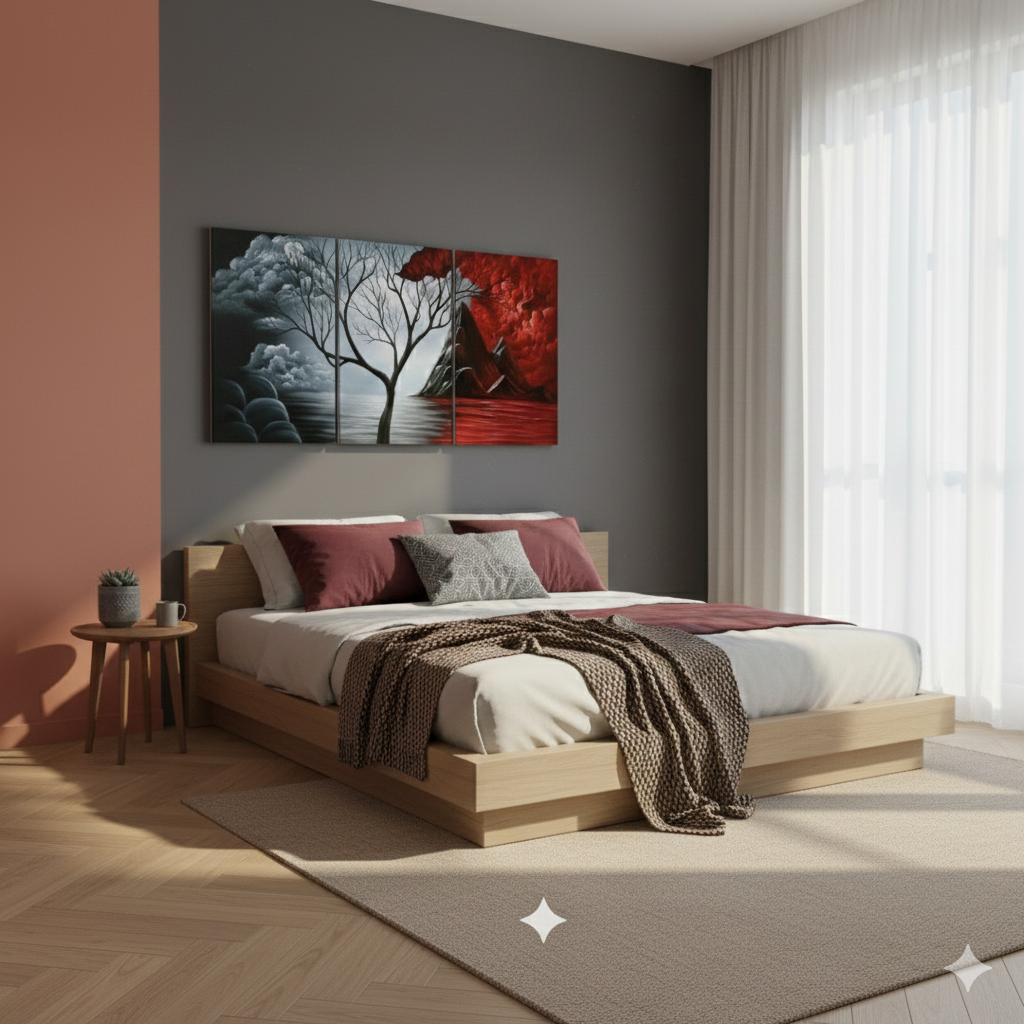 3’lü Modern Kanvas Duvar Tablosu – Ahenk | Salon & Yatak Odası Tablosu