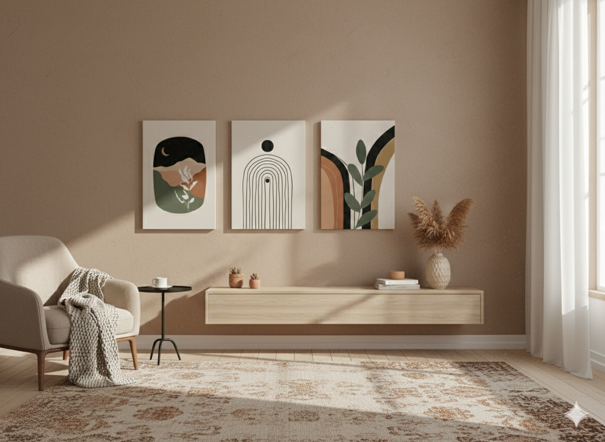 3’lü Modern Kanvas Duvar Tablosu – Toprak | Salon & Yatak Odası Tablosu