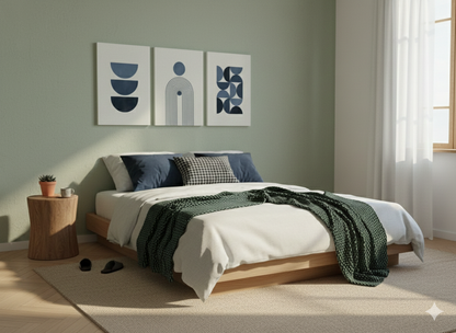 3’lü Modern Kanvas Duvar Tablosu – Gece | Salon & Yatak Odası Tablosu