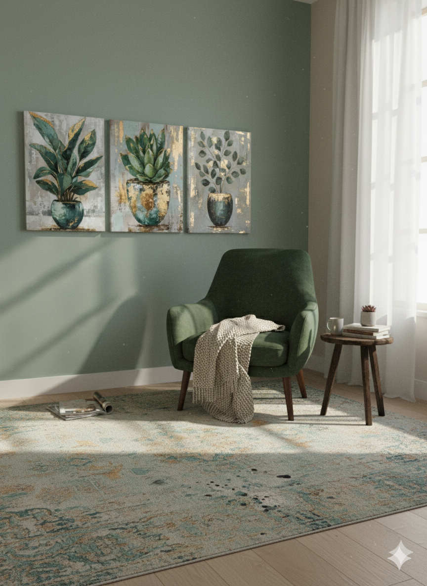 3’lü Modern Kanvas Duvar Tablosu – Vazo | Salon & Yatak Odası Tablosu