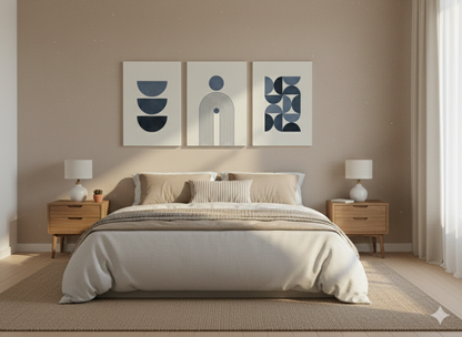 3’lü Modern Kanvas Duvar Tablosu – Gece | Salon & Yatak Odası Tablosu