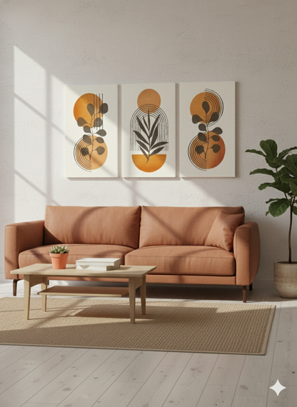 3’lü Modern Kanvas Duvar Tablosu – Gün | Salon & Yatak Odası Tablosu