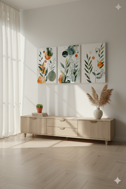 3’lü Modern Kanvas Duvar Tablosu – Doğa | Salon & Yatak Odası Tablosu