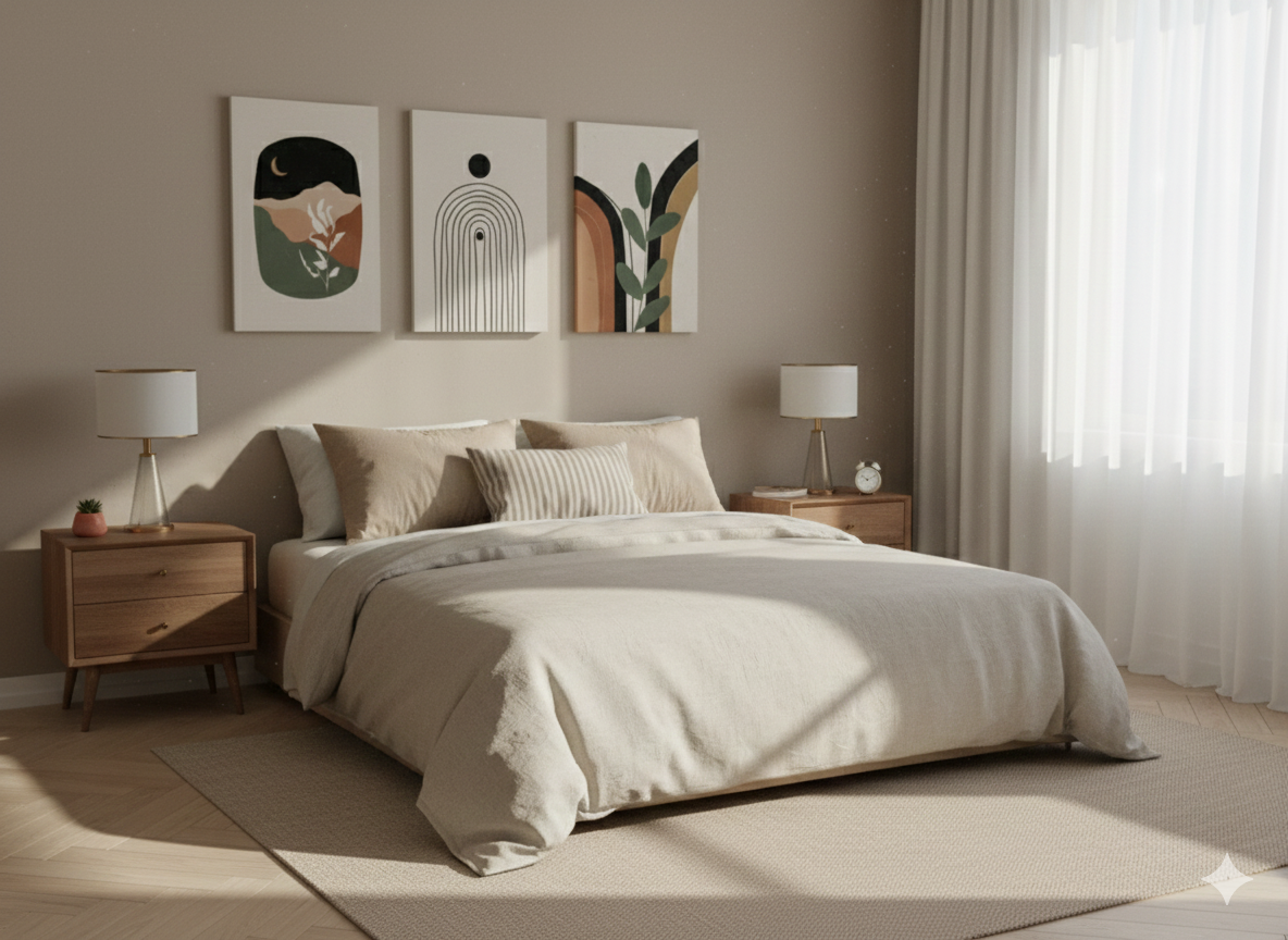 3’lü Modern Kanvas Duvar Tablosu – Toprak | Salon & Yatak Odası Tablosu