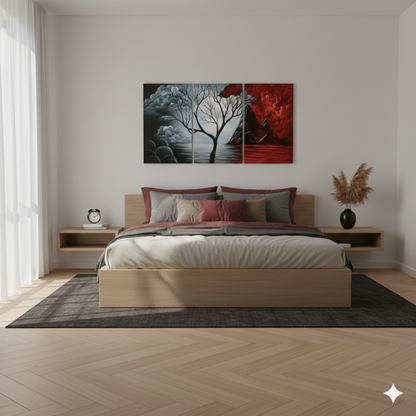 3’lü Modern Kanvas Duvar Tablosu – Ahenk | Salon & Yatak Odası Tablosu