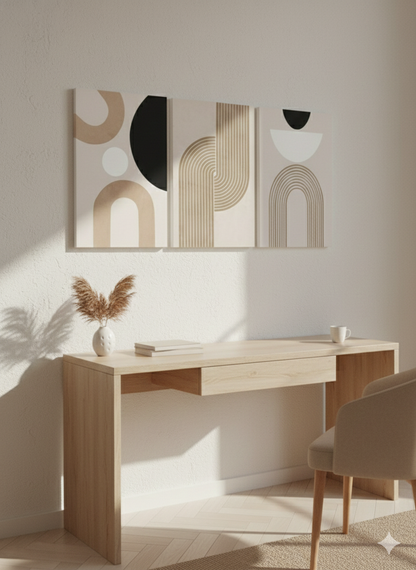 3’lü Modern Kanvas Duvar Tablosu – Çizgi | Salon & Yatak Odası Tablosu