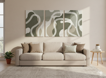 3’lü Modern Kanvas Duvar Tablosu – Dalga | Salon & Yatak Odası Tablosu
