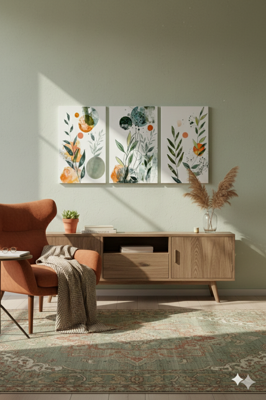 3’lü Modern Kanvas Duvar Tablosu – Doğa | Salon & Yatak Odası Tablosu