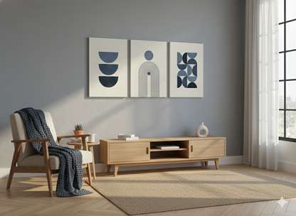 3’lü Modern Kanvas Duvar Tablosu – Gece | Salon & Yatak Odası Tablosu