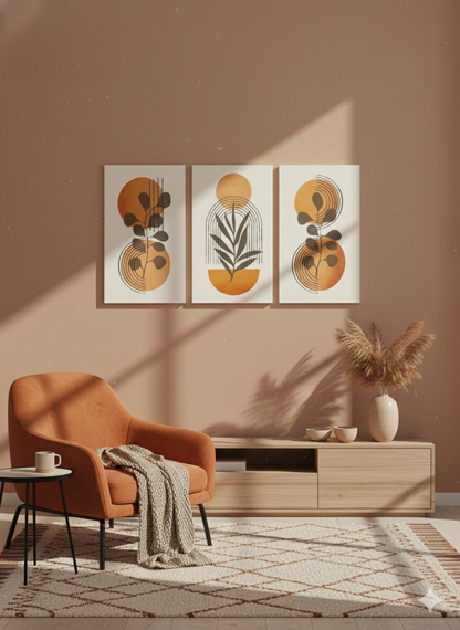 3’lü Modern Kanvas Duvar Tablosu – Gün | Salon & Yatak Odası Tablosu