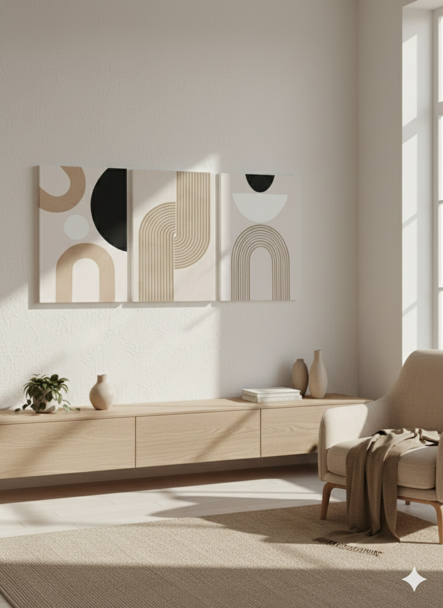 3’lü Modern Kanvas Duvar Tablosu – Çizgi | Salon & Yatak Odası Tablosu