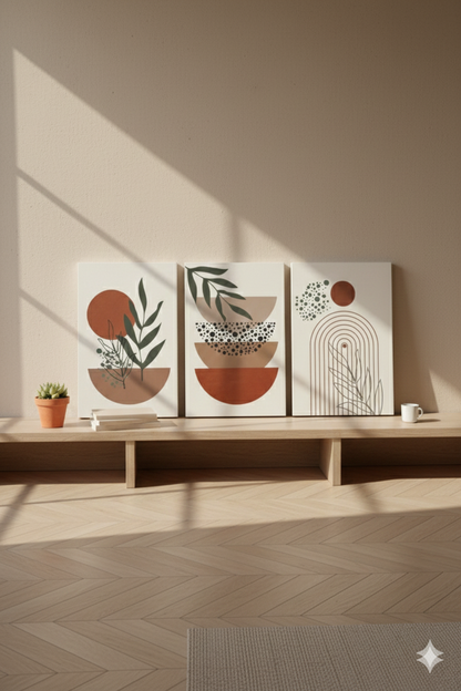 3’lü Modern Kanvas Duvar Tablosu – Sige | Salon & Yatak Odası Tablosu