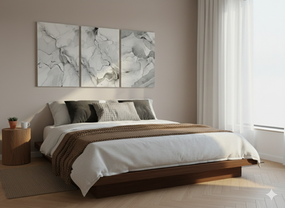 3’lü Modern Kanvas Duvar Tablosu – Mermer | Salon & Yatak Odası Tablosu