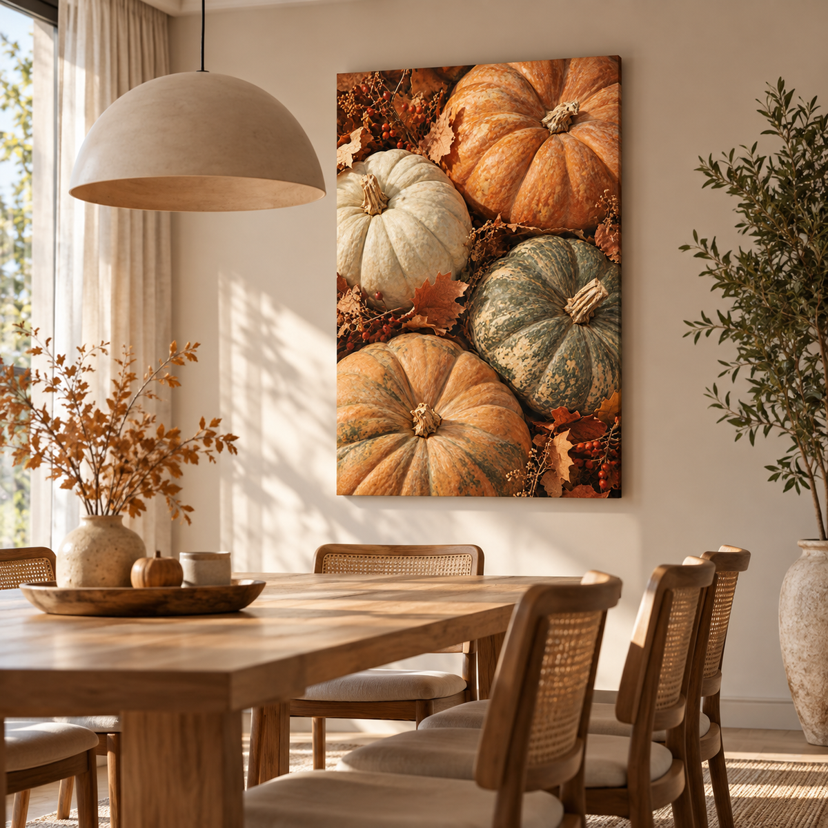 Kirelia sonbahar balkabakları kanvas tablo, modern yemek alanı duvarında